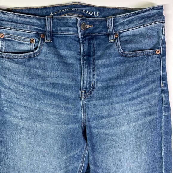 American Eagle Size 10 Short "The Stacked" Cropped Jeans Raw Cuffs - Picture 8 of 13